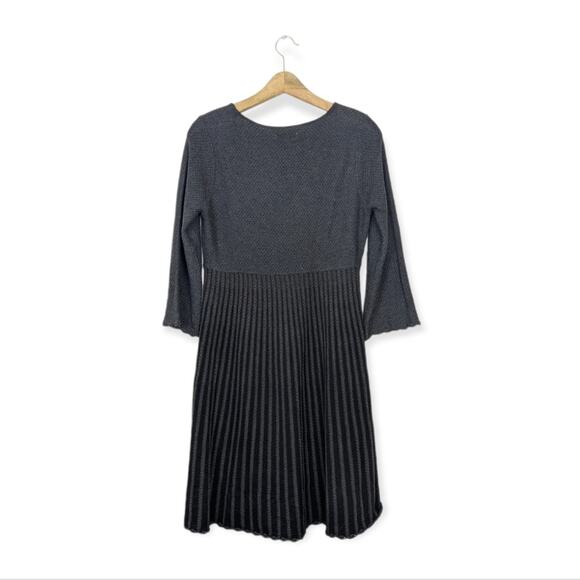 Calvin Klein Charcoal Stripe Flared Knit Sweater Dress - Picture 2 of 7
